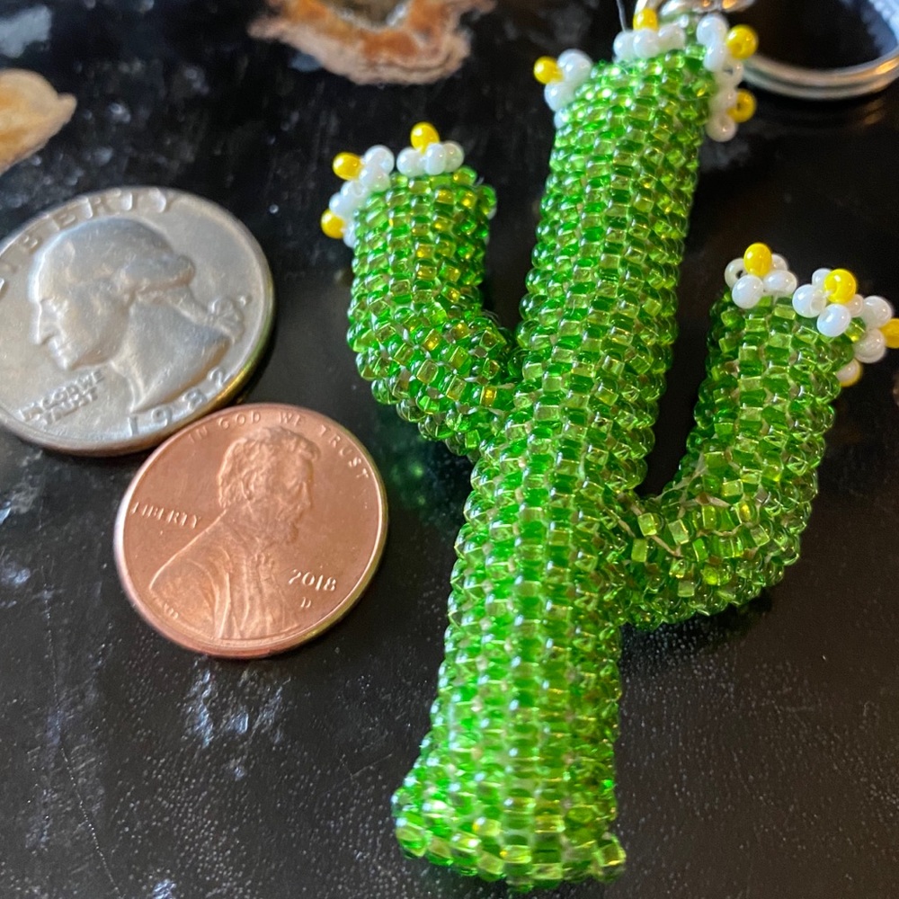 🔑 SAGUARO CACTUS Beaded Keychain 🔑